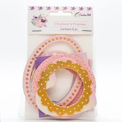 Creative Path 12pcs Good Fortune Scrapbooking Journaling Frame Stickers Hollow Oval Round Heart Pattern Chipboard Frame Stickers