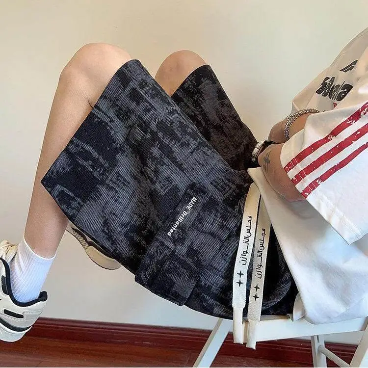 

Summer Casual Men's Shorts Hong Kong Style Five-Point Quick Dry Loose Fit Workwear Pants Straight Leg mid Waist Polyester