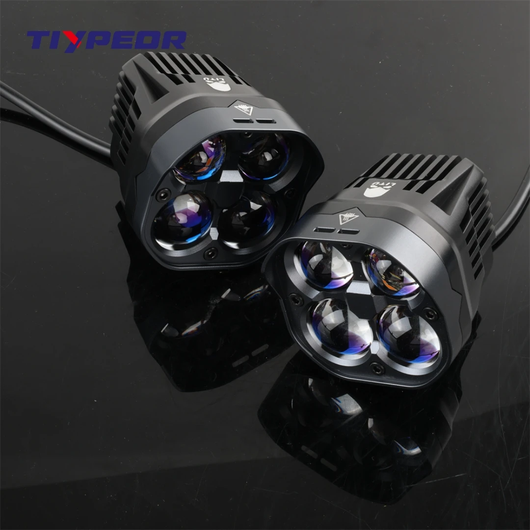 TIYPEOR 40W Motorcycle Spotlight 48W 10-36V DC IP68 Waterproof Aluminum Alloy High/Low Beam Lamp  CREE XML3 LED