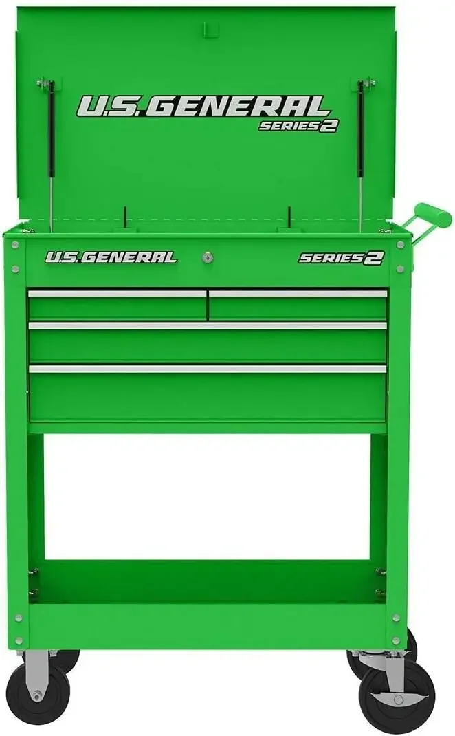 Roller Cart Tool Cabinet Storage Chest Box Glossy 4 Drawer 580 Lb. Capacity - Green