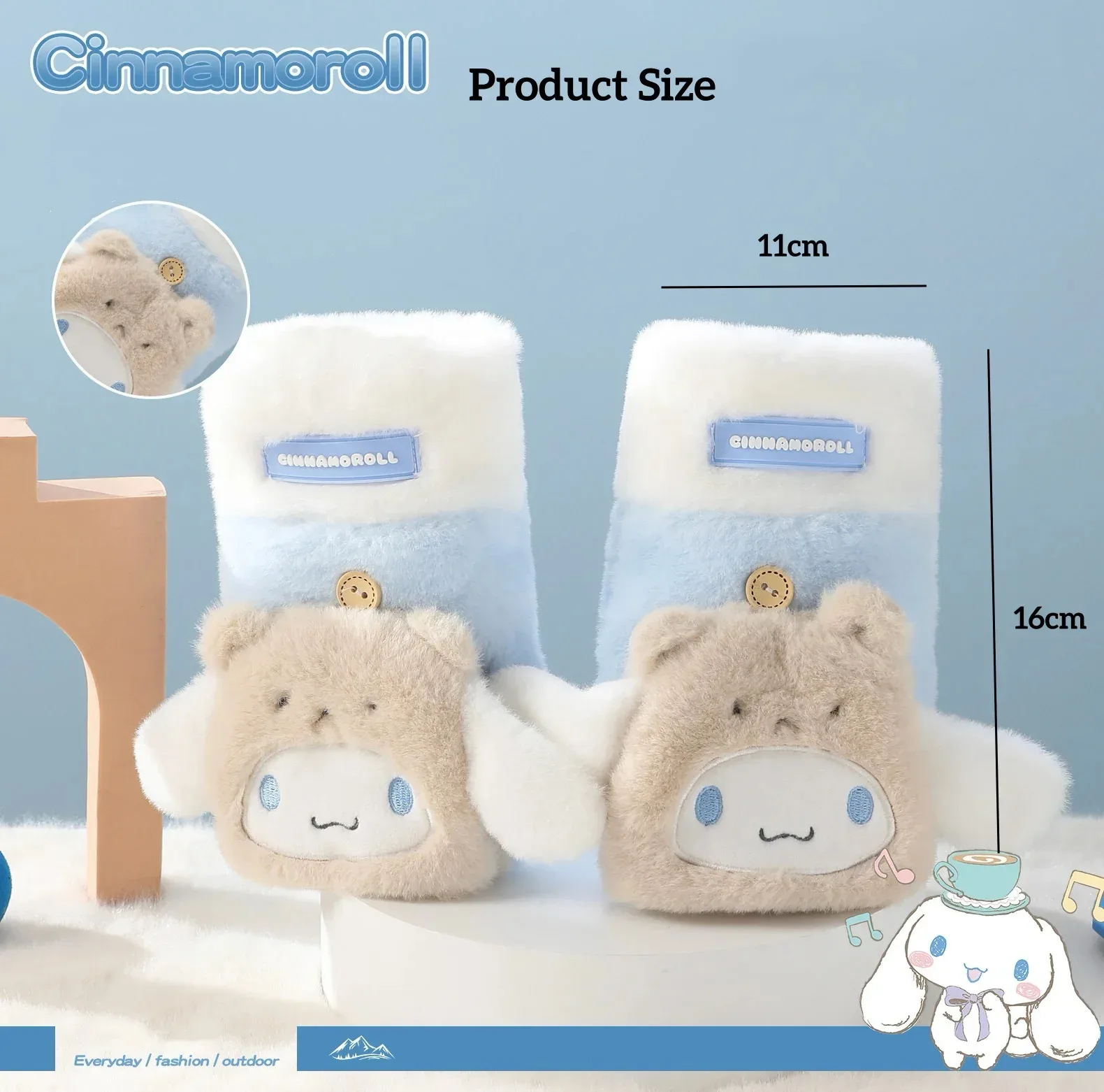 Cold-Proof Glove My Melody Adult Plush Glove Kawaii Kuromi Gloves Flip Half Finger Screen Touch Warm Gloves Winter Gift - Image 6