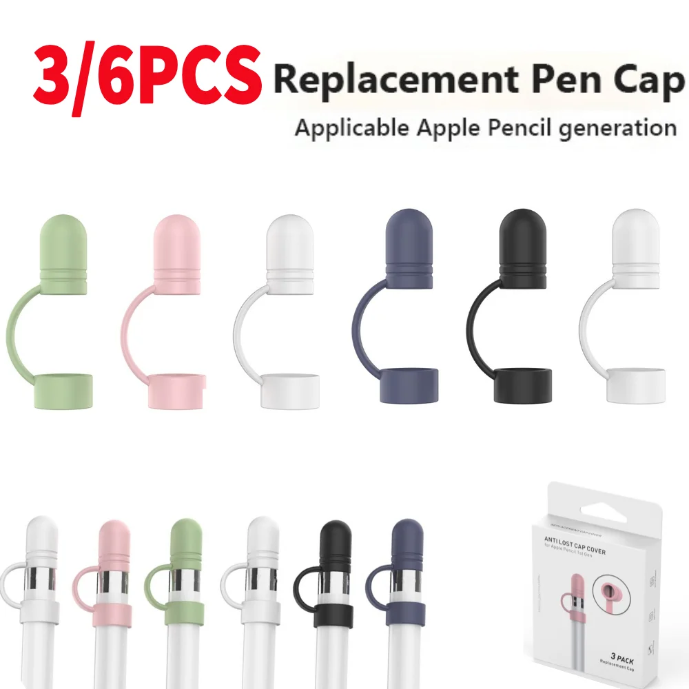 3/6pcs Replacement Pen Cap Soft Silicon Protective Sleeve Accessories for Apple Pencil 1 Silicone Holder Nib Protective Case