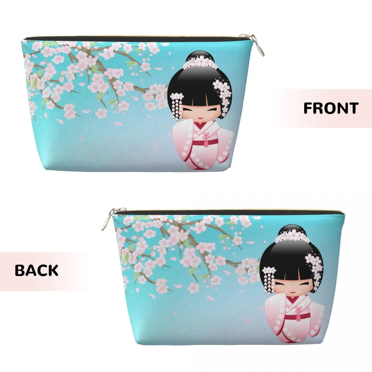 Custom Kokeshi Doll Travel Cosmetic Bag Japanese Kimono Geisha Girl Toiletry Makeup Organizer Ladies Beauty Storage Dopp Kit