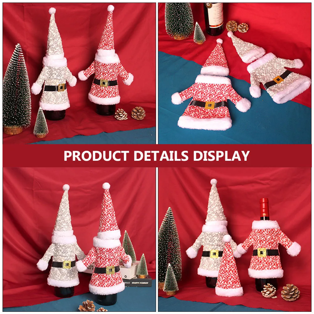 

1 set 1 Set Christmas Wine Bottle Cover Clothes ing Decorative Festival Bottle Cover For Christmas Party Ornament