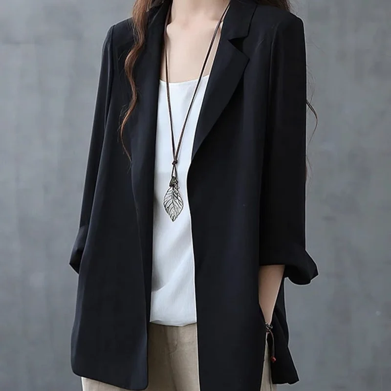 Blazers Women Spring Solid White Office Lady All-match Leisure Soft Design Clothing Stylish Popular Daily Aesthetic New Arrival