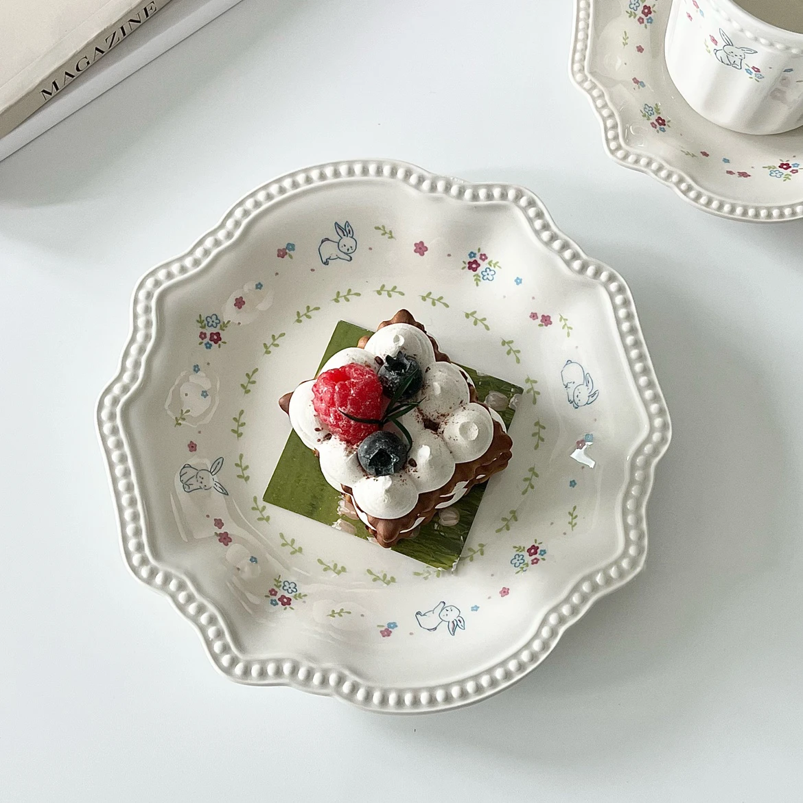 Ins Floral Print Ceraic Bowl Cute 5Inches/7Inches Casual Kitchen Rice Bowls Home Microwave Fruit Yogurt Tablewares Porcelain