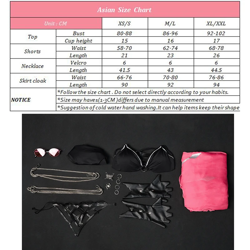 

2026 Original Honkai Star Rail Fanart Kafka Summer Swimsuit Sexy Black Pink Women's Role Play Swimwear for Cosplay