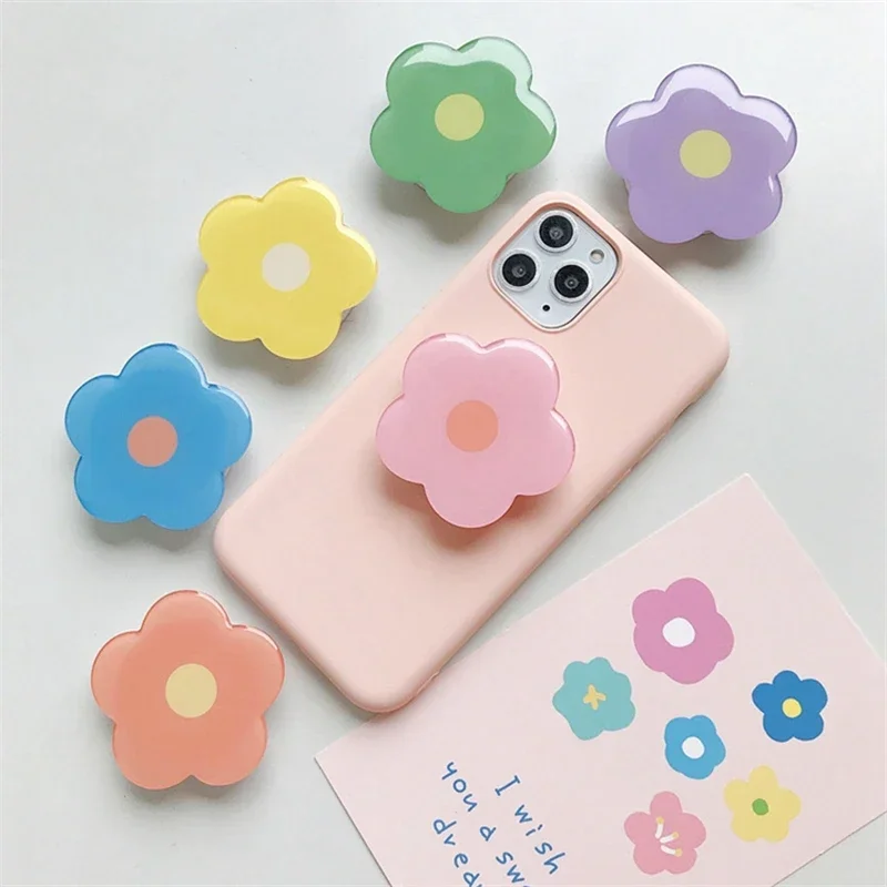 Cute Flower Folding Expandable Mobile Phone Grip Holder Socket Pocket Support for IPones 15 Finger Ring Griptok Expanding Stand