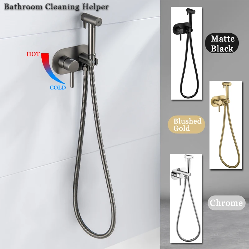 

Portable Handheld Toilet Faucet Spray Gun Bathroom Bidet Brass Sprayer Angle Valve Household Cleaning Bathroom Accessories