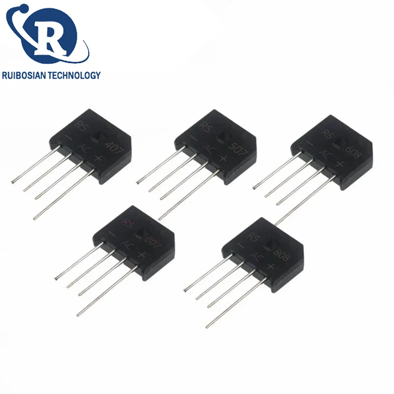 10PCS RS406 RS407 RS507 RS606 RS608 RS808 RS207 600V 700V 800V 1000V ZIP-4 2A 4A 5A 6A 8A Rectifier Bridge