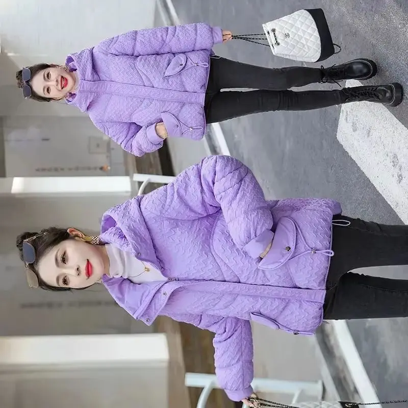 

2025 Winter New Fashion Down Cotton Coat Women's Parkas Short Korean Loose Hooded Thick Warm Student Outwear Overcoat Ladies