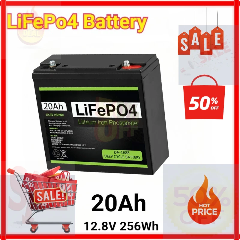 

12V Battery 20Ah LiFePo4 Battery Lithium Iron Phosphate 12V LiFePo4 Rechargeable Battery for Kid Scooters Boat Motor Lifepo4 12v