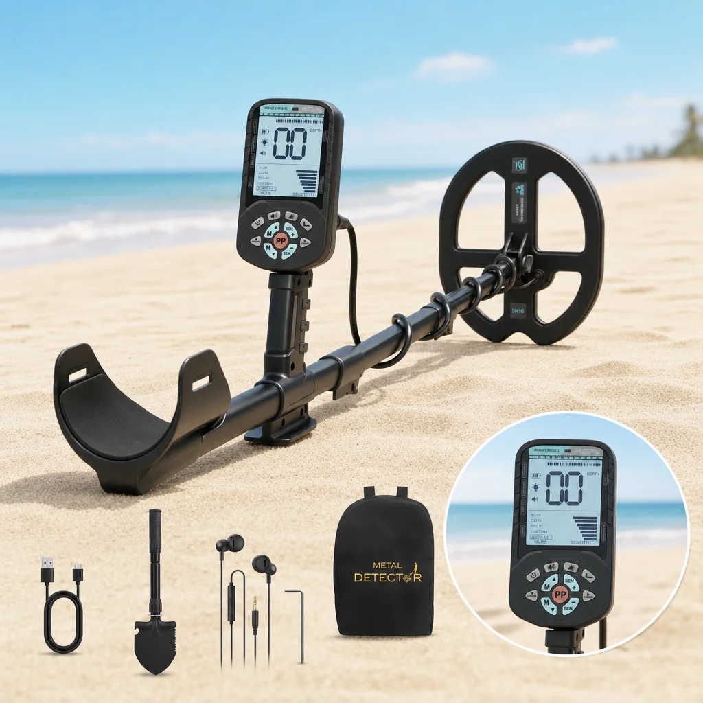 DIHO H50 Rechargeable Metal Detector for Adults - 4000mAh High Capacity - 12 Inch Deep Depth Professional Gold Detector Double-D Waterproof Coil for Beach,Higher Accuracy Metal Detector with 6 Detection Modes