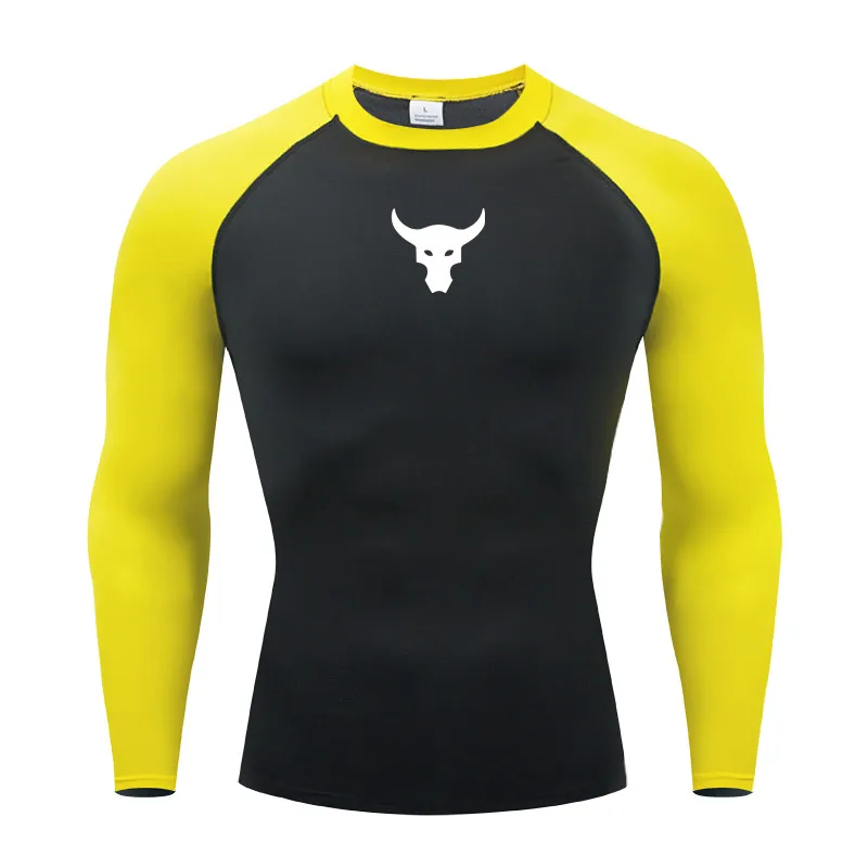 Men Round Neck Quick dry Long-Sleeved Compression Long Sleeved Sports Fitness Tight T-shirt Running