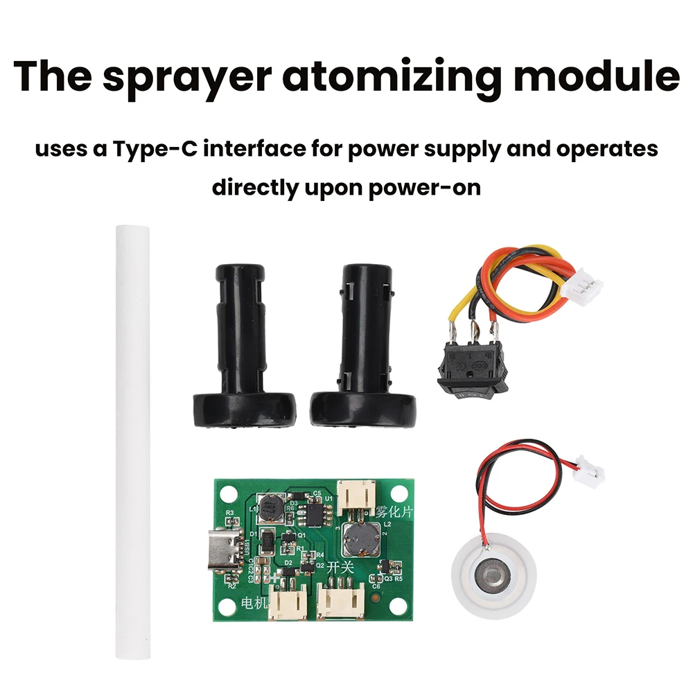 DC 5V Single Spray Fan Humidifier Module Atomization Control Board Ultrasonic Atomization Drive Board TypeC Powered Direct Spray