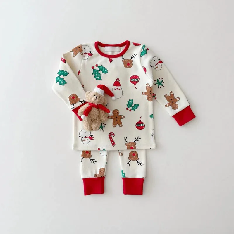 Autumn Children Christmas Clothes Set Boys Girls Christmas Print Homewear Tops + Pants 2pcs Suit Toddler Outfits