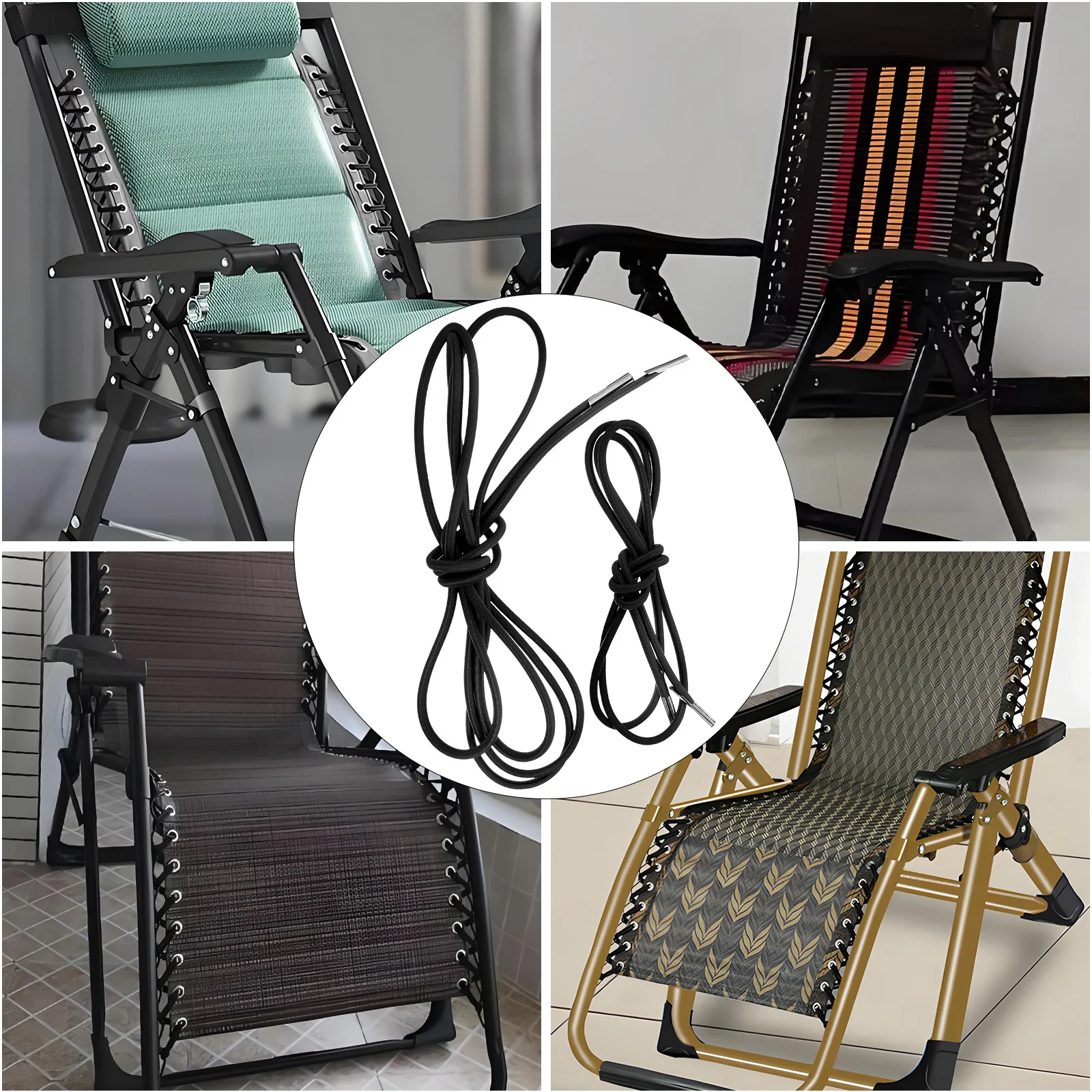 

Lounge Chair Replacement Cords 1Set Long-Lasting Material Versatile Design Easy Installation Patio Camping Balcony Recliner