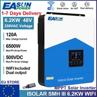 EASUN 6.2KW 4.2KW 3.2KW 2.2KW Hybrid Solar Inverter 48V 24V 12V 230VAC 120A MPPT  Solar Battery Charger Pure Sine Wave Off Grid Inverter With WIFI Supports BMS EU STOCK