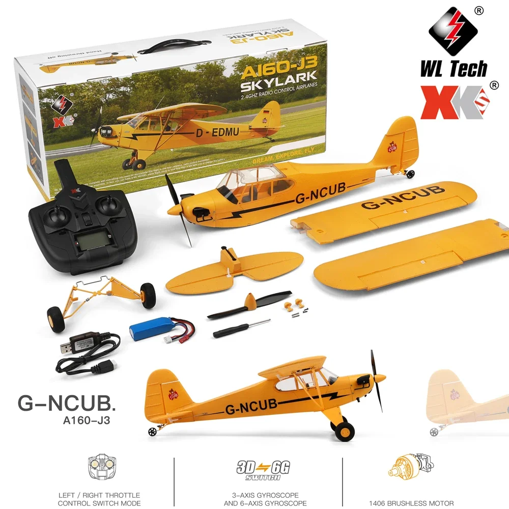 A160 WLtoys XKS 2.4G RC Plane 650mm Wingspan Brushless Motor Remote Control Airplane 3D/6G System Foam Toys for Children Gift