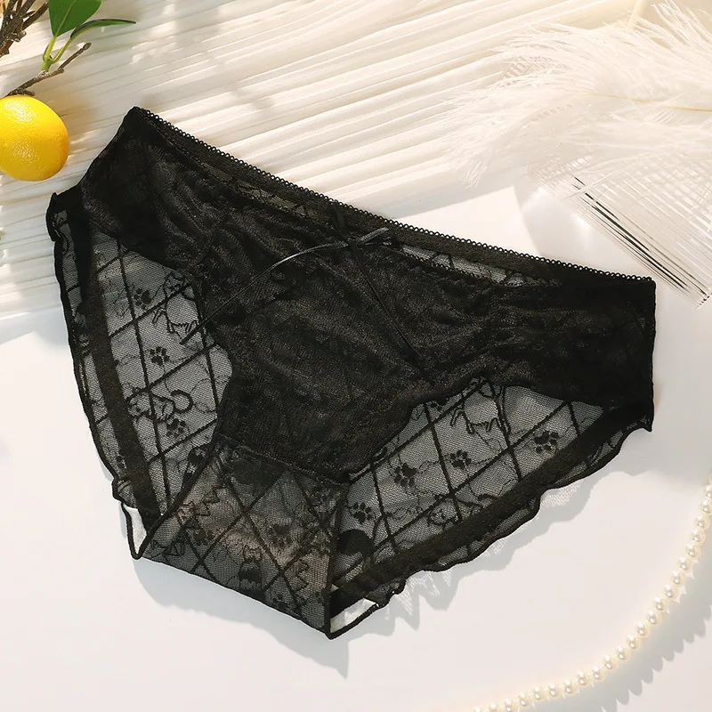 Summer Thin Bow Sexy Lace, Breathable and Comfortable Personalized Cotton Crotch Low Waisted Triangular Underwear WOMEN Panties