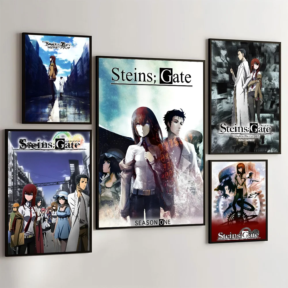1pc Steins Gate Poster Film klebrige Poster Retro Kraft papier Aufkleber DIY Zimmer Bar Cafe ästhetische Kunst Wandmalerei