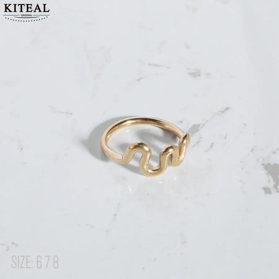 

KITEAL 2024 trend large 18KGP Gold plated women's rings for women MI Curved Line Abstract Ring men ring summer jewelry