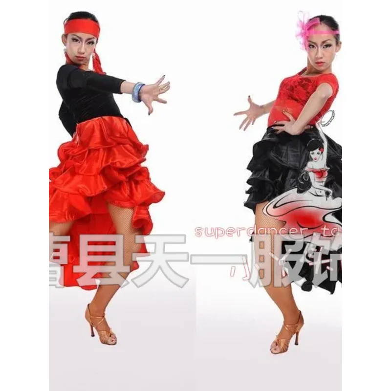 Female Party Ballroom Dance Dress Spanish Flamenco Triangle Skirt Women Split Red Stage Belly Dance Wear Skirt