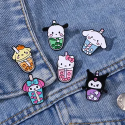 Broche de insignias de melodía Kuromi para mochila de estudiante, alfileres de solapa de Metal de dibujos animados, Cinnamoroll, accesorios de joyería, regalo, 6 piezas