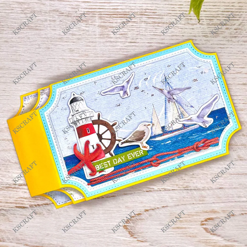 KSCRAFT Ticket Mini Album Cutting Dies Stencils for DIY Scrapbooking Decorative Embossing DIY Paper Cards