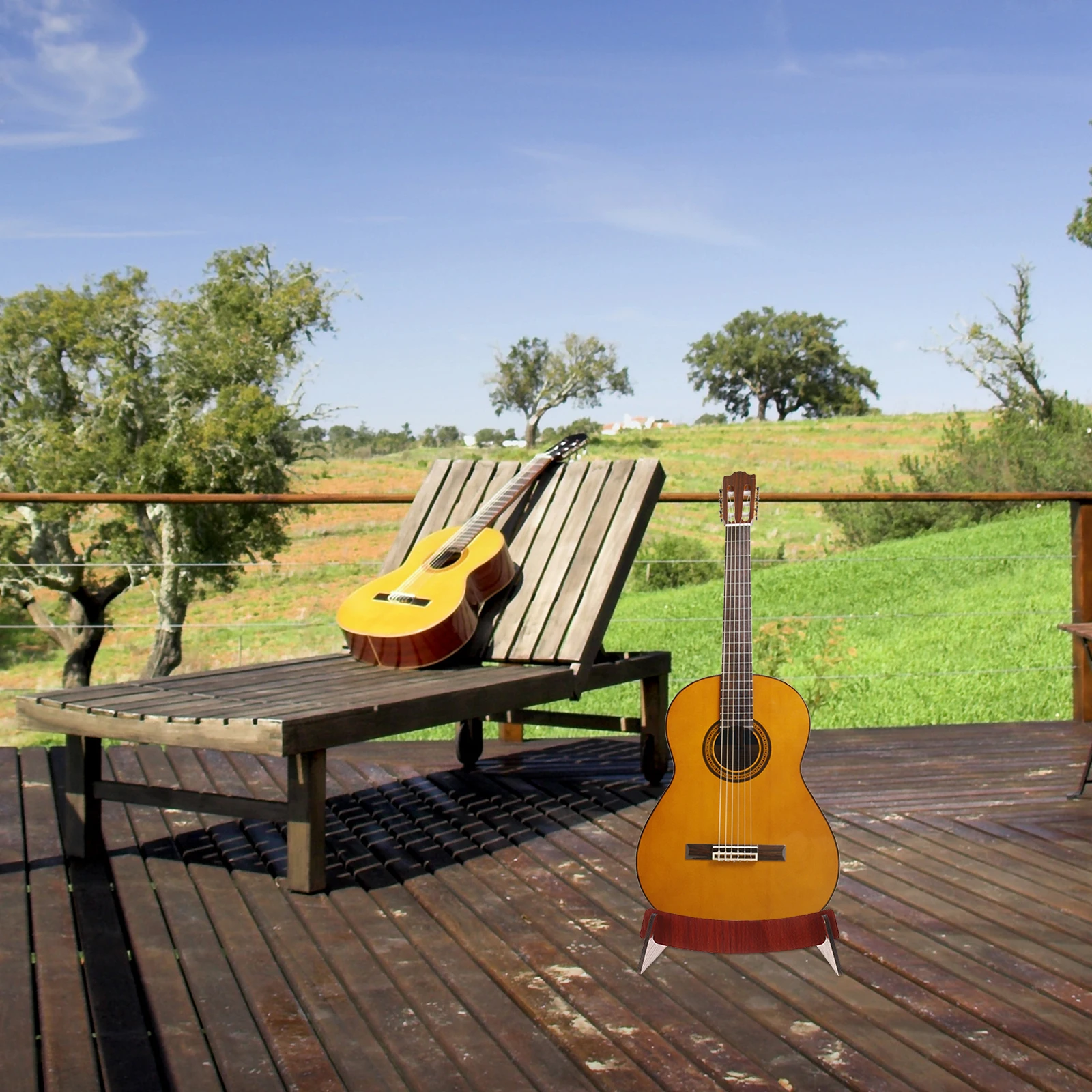 

Guitar Stand Rack Floor Bracket Acoustic Stands Portable for Guitars Classical Light Brown Holder Student
