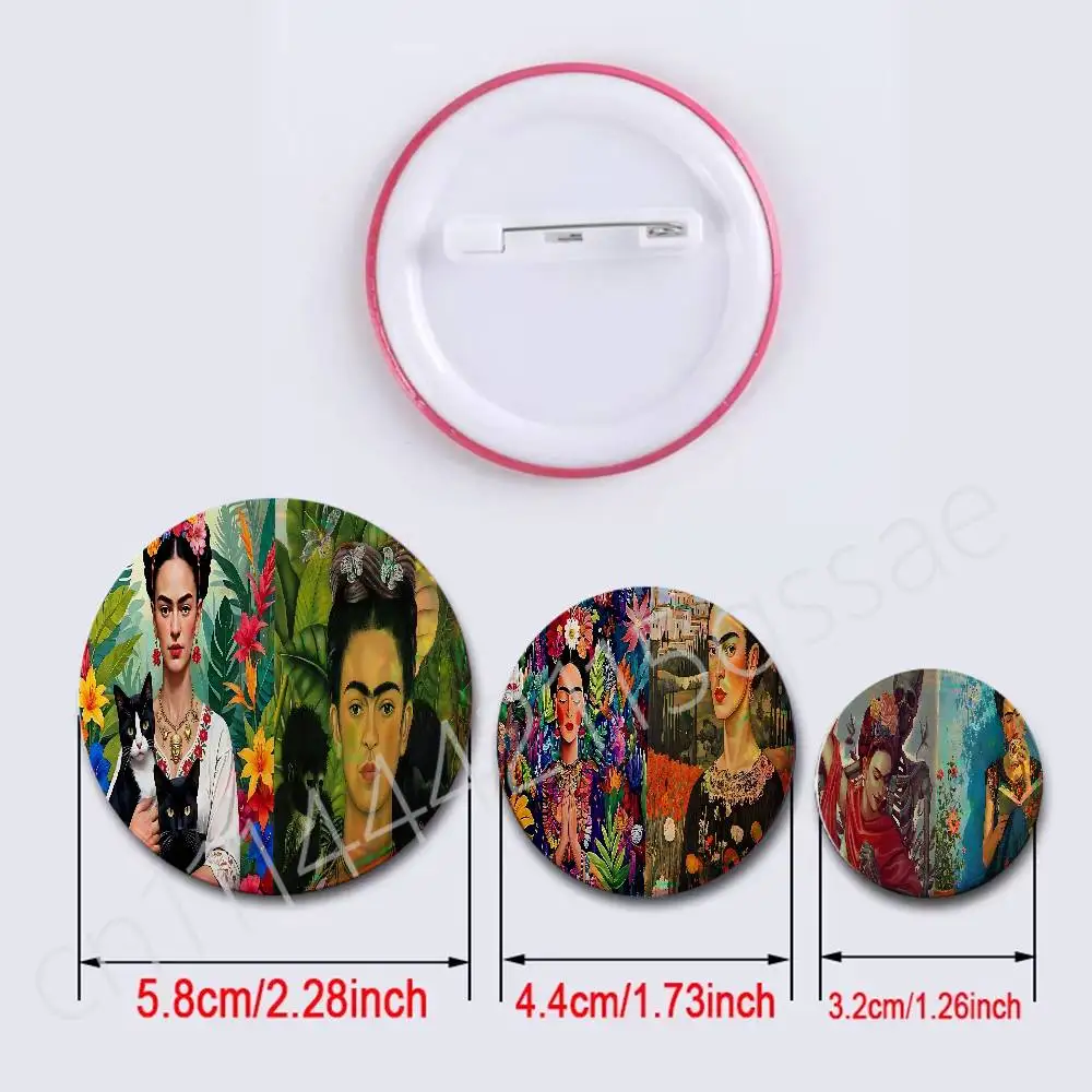 FOR Frida Kahlo 2Pcs Round Badge Set Button Brooch Pin, Anime Game Fans Collectible Decor & Birthday Gift