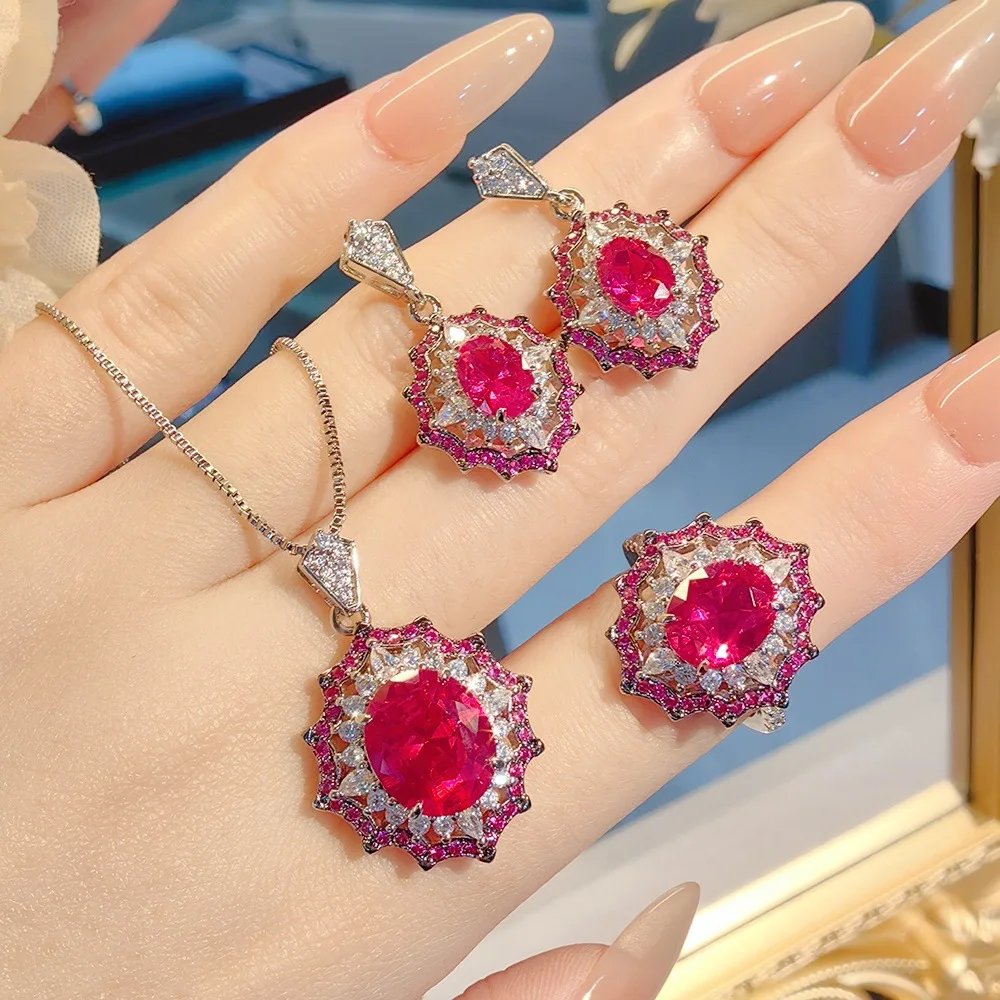 

[Copper] Exquisite Jewelry - Red Gemstone Necklaces, Rings, and Earrings to Choose From