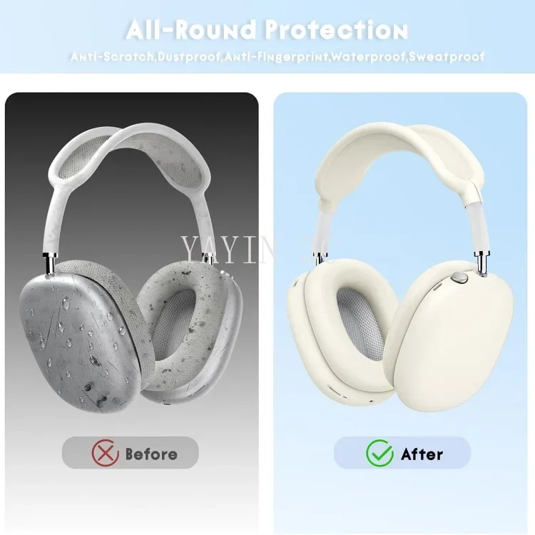 3-in-1-Silikon-Schutzhülle für AirPods Max 1/2 Headset: Ohrpolster-Schutz / Ohrenschützer / Kopfband, stoßfest und berührungssicher – Detail 4