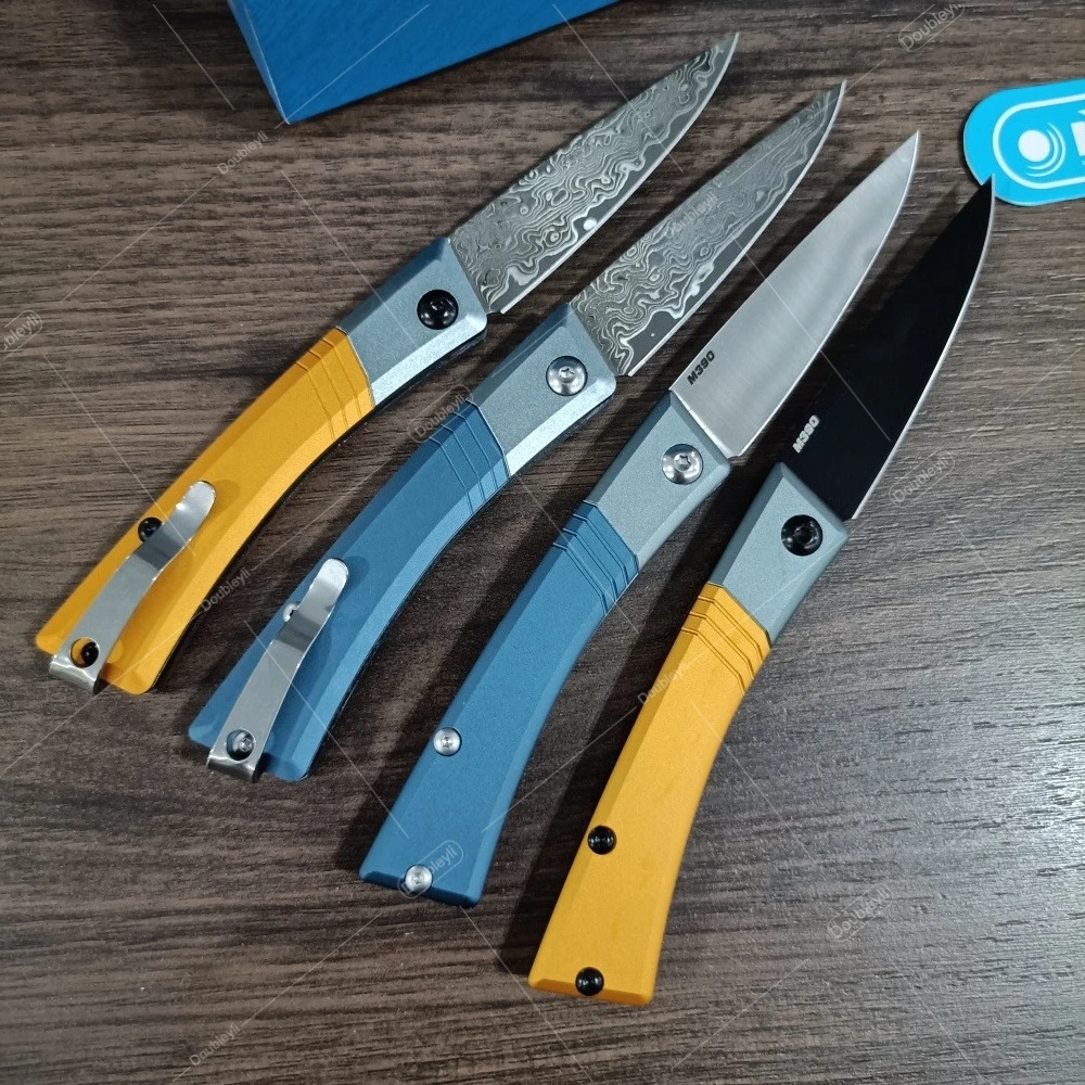 Damascus Steel 315 Folding Knife Compact Knife Practical Pocket Knife Paring & Slicing Knife Aluminum Handle Ideal Gift for Men