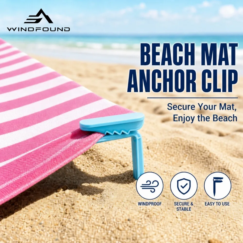 Beach Mat Anchors Outdoor Picnic Mat Clips Windproof Tent Clips Suitable for Use on Sand or Grass