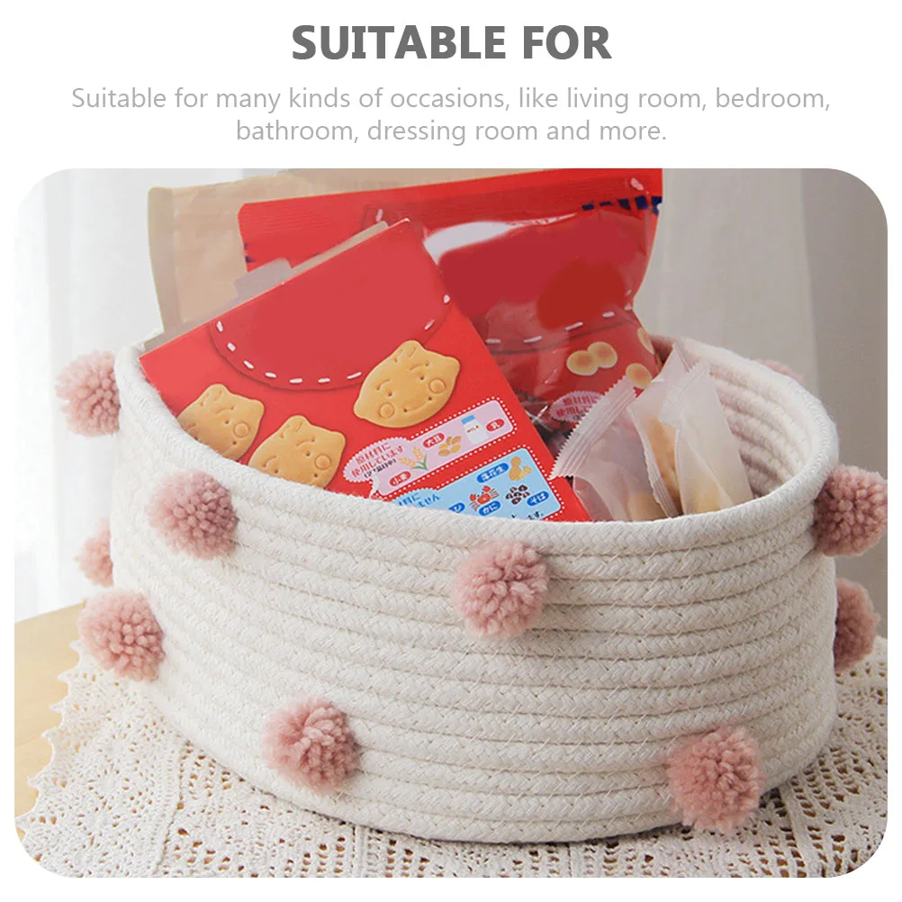 

Storage Basket Cotton Rope Woven Organizer For Bathroom Bedroom Dressing Table Sundries Holder Home Decor