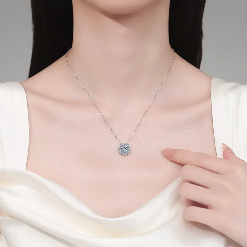 Luxury Baguette Pendant Women's 1CT Moissanite PT950 Platinum - Classic baguette design, luxury sparkle, wedding styling option