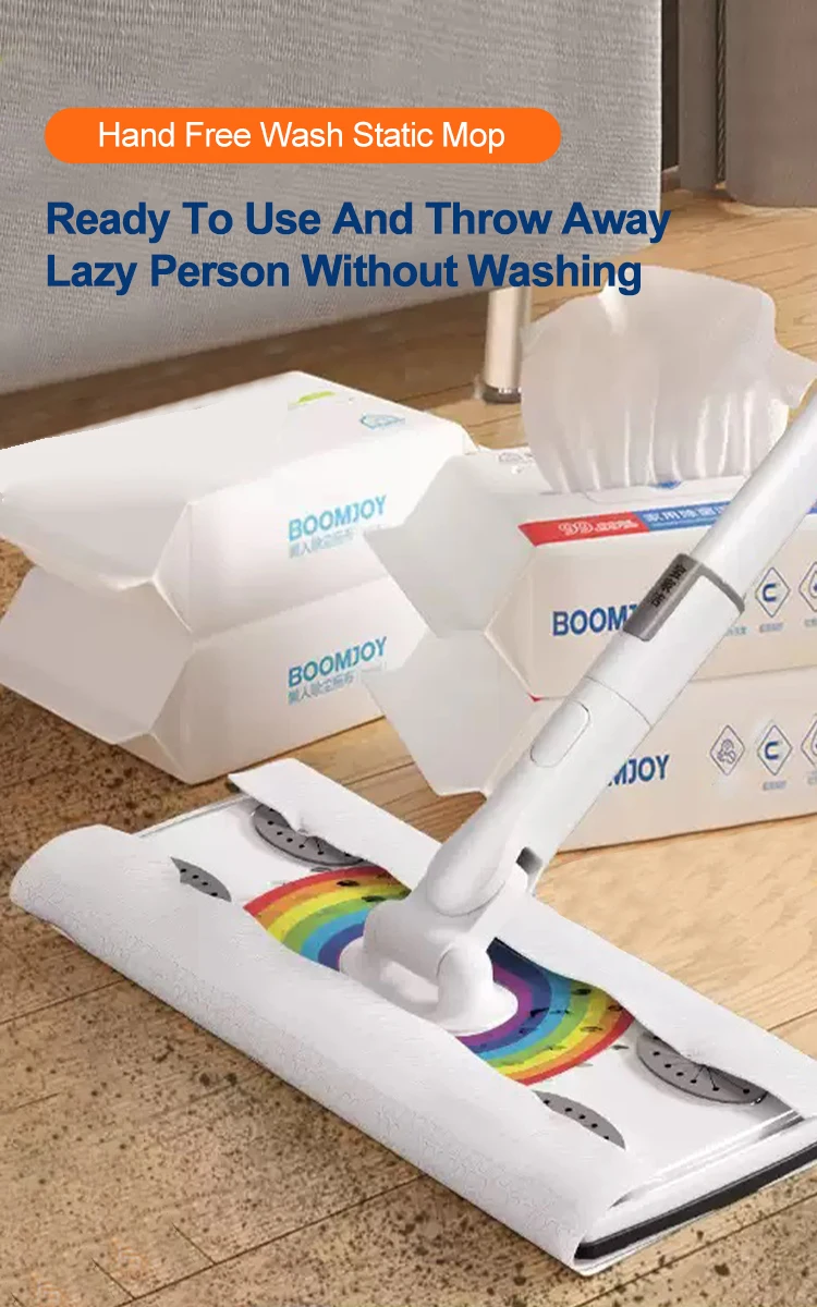 Electrostatic Dust Removal Paper Mop Disposable Dust Mop Lazy Flat Mop Household with 35PCS Dry Wet Wipes Cleaning Cloth