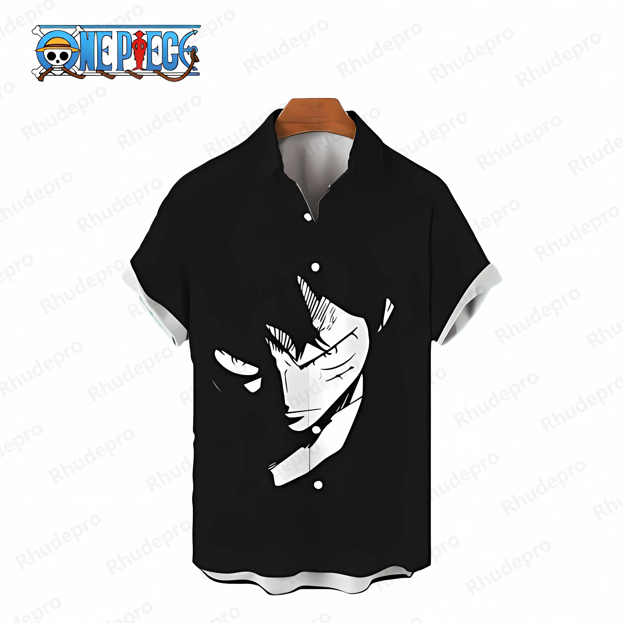 

Men's Shirts Blouse Fashion One Piece Mens Clothes Short Sleeve Monkey D Luffy Social Shirt Beach Elegant Man Streetwear Blouses