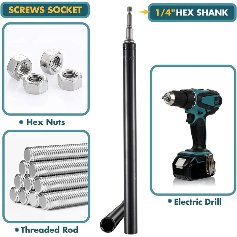 

A25F-For Overhead Fastening Applications 9/16" Electric Nut Driver 1/4" Hex Shank For Long Bolts And Pipe Power