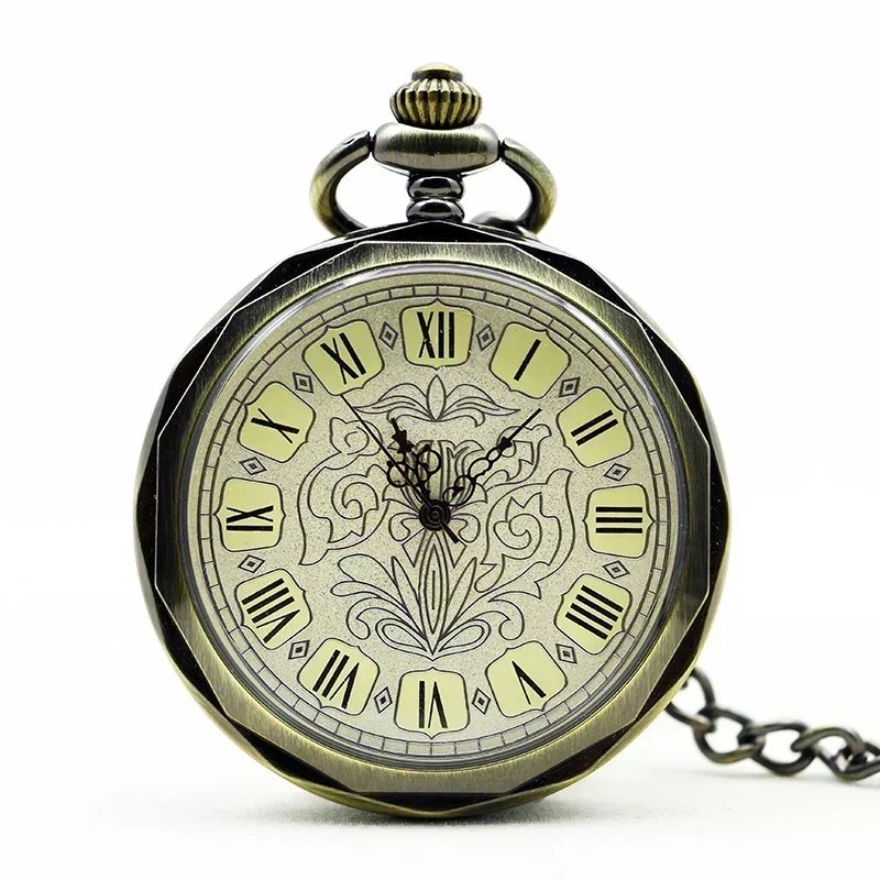 

Vintage Roman Numerals Display Double Hunter Mechanical Pocket Watch Exquisite Retro Hand Winding Pendant Manual Pocket Clock