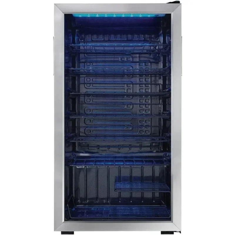 Free Standing Wine Cooler Holds 36 Bottles Single Zone Fridge Glass Door-Chiller for Kitchen Home Bar Stainless Steel