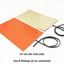 5V 12V 24V 110V 220V 380V Electric Silicone Rubber Heating Pads Blankets Sticker Heated Plate Mat Flexible Waterproof 3D Printer