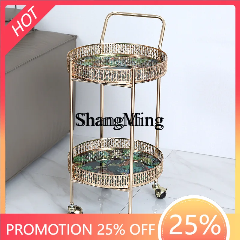 

FG good-looking Modern Creative Mobile Small Cart Home Sofa Side Table High-Value Gold Storage Universal Wheel Mobile Dining