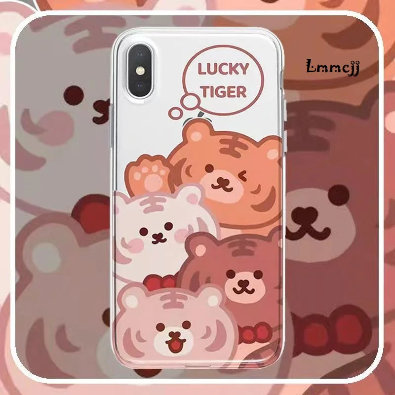 Lmmcjj Cute Tiger Phone Case For Samsung Galaxy S21 FE S22 S23 Plus A12 A22 A32 A53 5G A33 A72 A54 Note 20 Silicone iPhone Cover