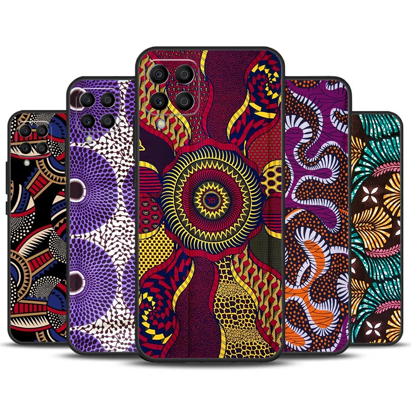 African Style Fabric Print Case For Samsung Galaxy M12 M32 M52 M13 M23 M33 M53 M14 M34 M54 M20 M30s M31s M31 M51 Cover