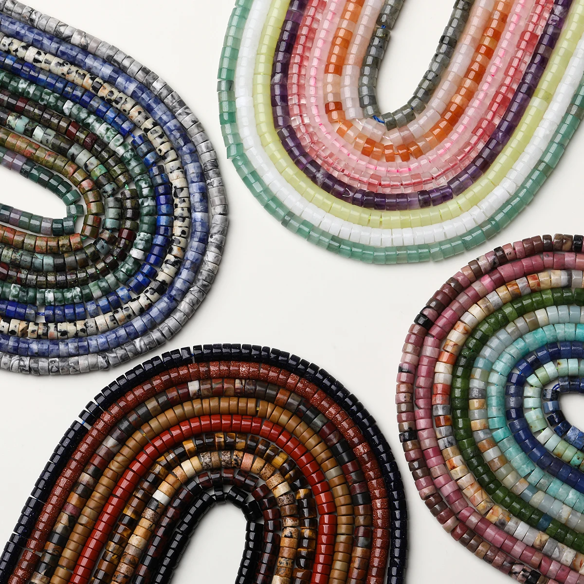 4*2mm Naturstein-Flachperlen aus Quarz, Jaspis und Achat, lose Spacer-Heishi-Perlen für die Schmuckherstellung, DIY-Armband, Halskette, 15" – Detail 3