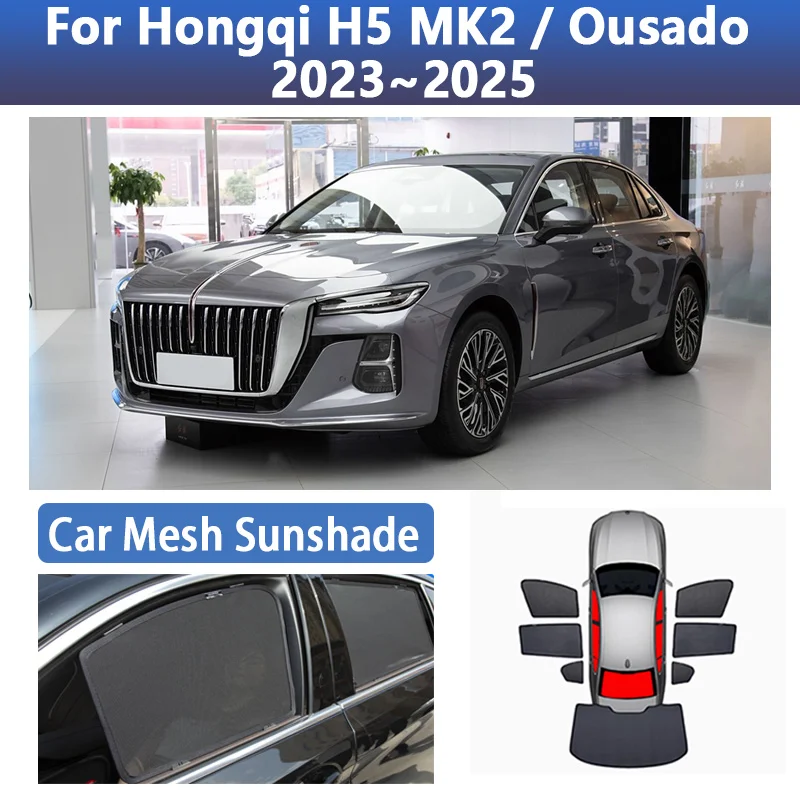

For Hongqi H5 MK2 Ousado 2023 2024 2025 Mesh Sunshades Magnetic Sun Visors Window Shading Coverage Curtains Auto Accessories