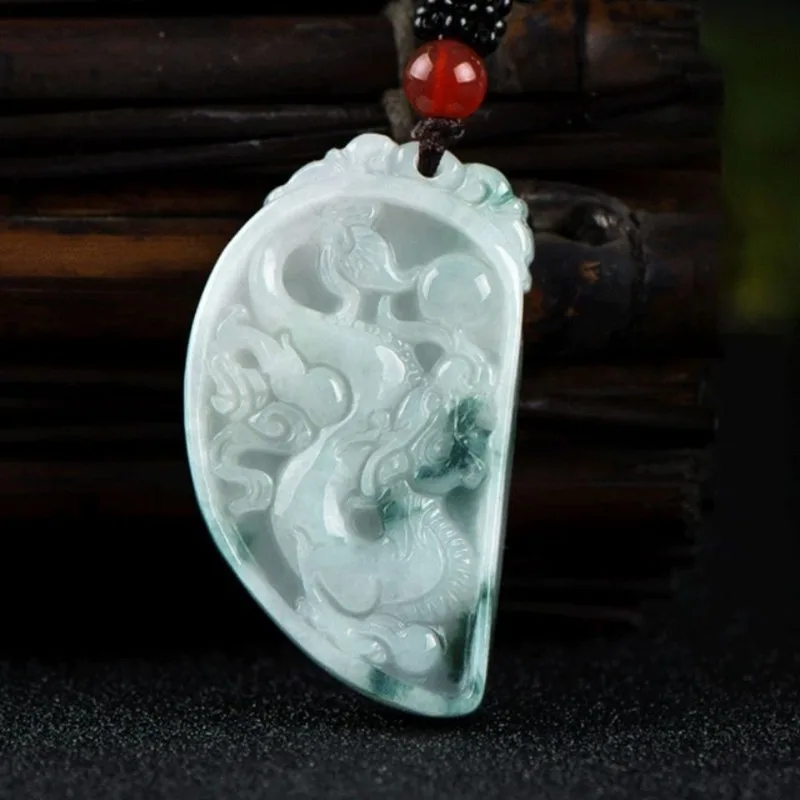 Natural Jadeite Pendant Longfeng Brand Jade Necklace Pendant