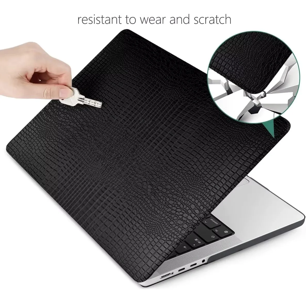 Funda de cuero de cocodrilo para MacBook Air Pro, 12, 13, 14, 15, 16 pulgadas, M1, M2, M3